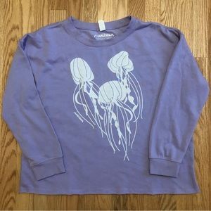 Marushka Handprinted Long Sleeve Sweatshirt Purple Lavender Jellyfish Ocean Sea